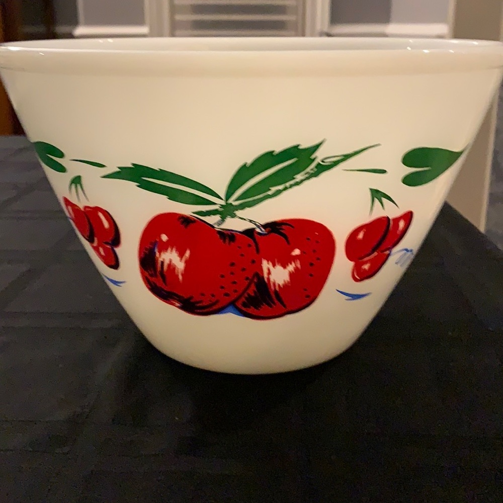 Fire king bowl cherries apples